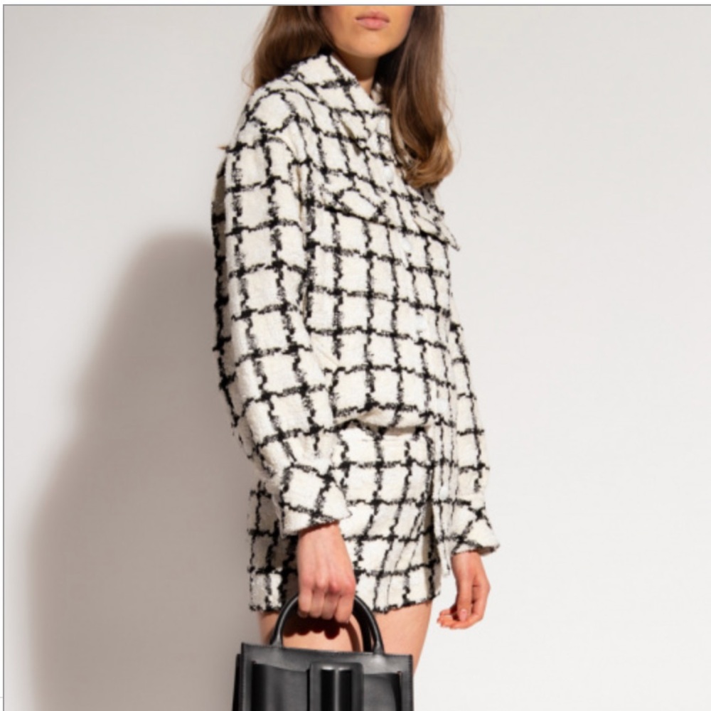 Diane Von Furstenberg Cream and Black Manon Tweed Jacket, Small